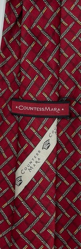 COUNTESS MARA Men's Silk Tie ~ Red ~ Plaids & Checks ~ Satin Finish! - Picture 4 of 5