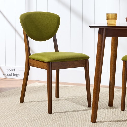 2-Piece Mid-Century Modern Wood & Upholstered Dining Chair Set - Oak/Light Gray - Picture 57 of 86