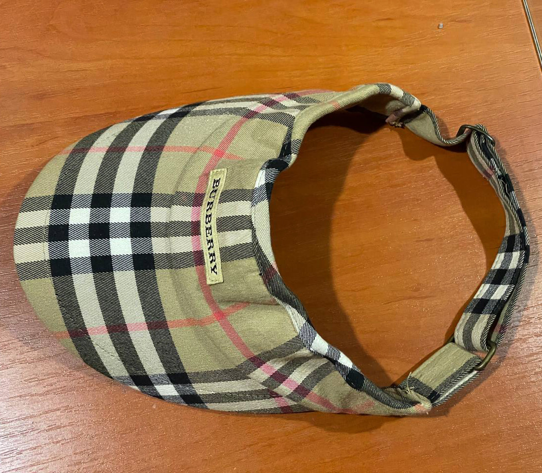 Genuine Burberry GOLF Nova Check Sun Visor Cap Hat Beige Genuine Burberry GOLF Nova Check Sun Visor Cap Hat Beige