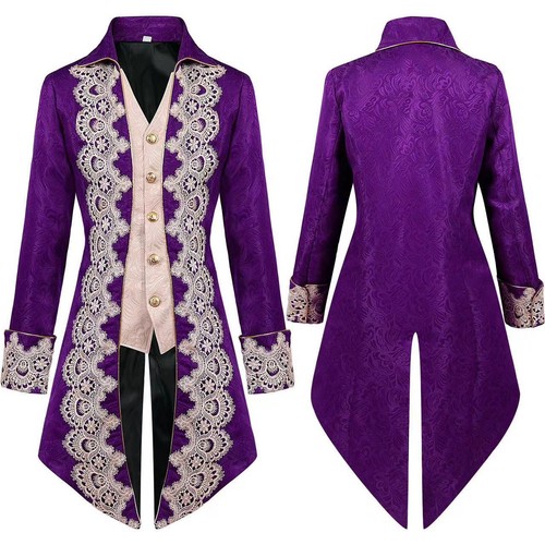 Retro Mens Steampunk Gothic Jacket Frock Coat Steampunk Victorian Morning - Picture 4 of 12