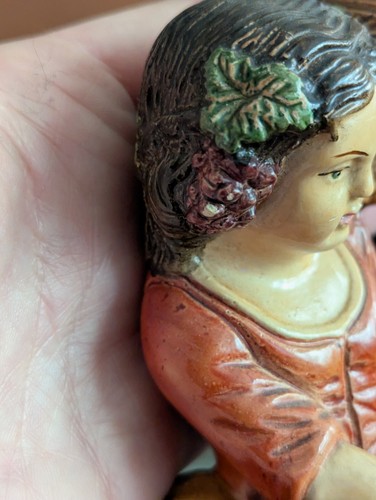 1940s Painted Borghese Figurine Girl & Jug Vtg Chalkware Sculpture Art Statue - Picture 6 of 23