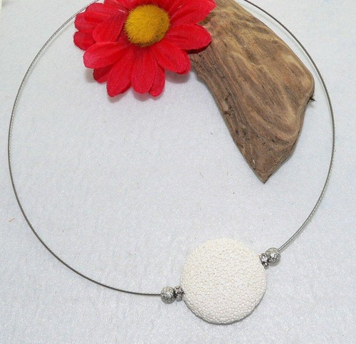 Halskette Halsreif große Lavascheibe 33mm Ø  Farbauswahl Strass  307j - Bild 12 von 23