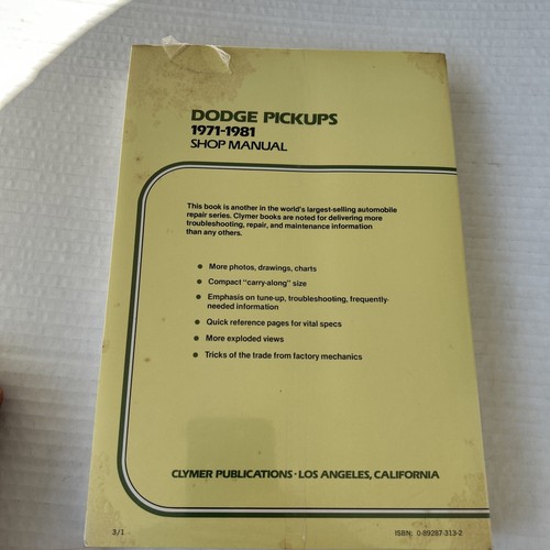 Clymer 1971-1982 Dodge D100 - 350 Pickups Gas & Diesel Shop Manual A243 New - Bild 2 von 7
