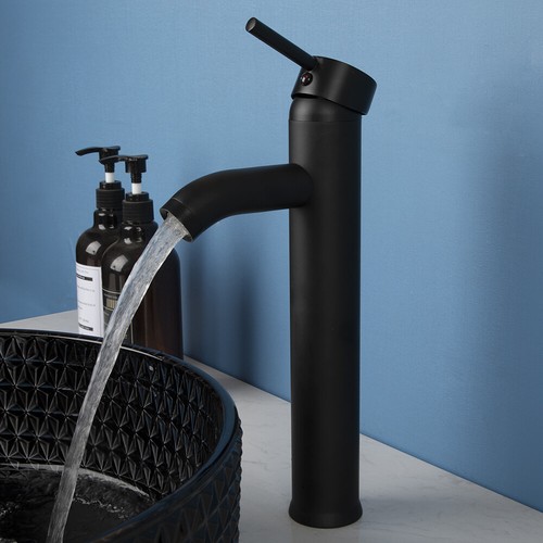 US Black Round Bathroom Sink Tempered Glass Bowl Mixer Deck Mount Taps Set Drain - Picture 6 of 12