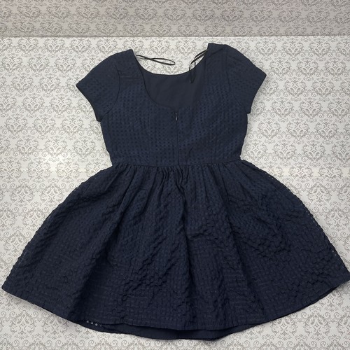 Vestido Forever 21 Azul Marino Manga Gorra Doble Capa Línea A Hasta la Rodilla Para Mujer’s M - Imagen 9 de 12
