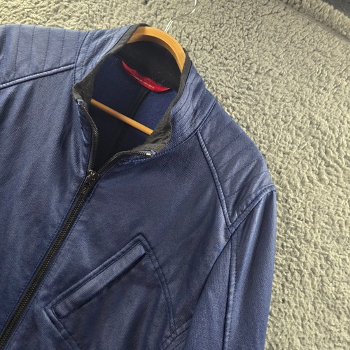 Zara Mens Jacket Size L Navy Blue Black Long Sleeve Zip Front Lightweight - Picture 3 of 13