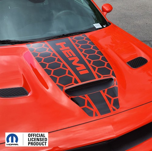 Fits 2019-2024 Dodge Challenger Hood Stripe Vinyl Decal Honey Center Hemi - Picture 1 of 7