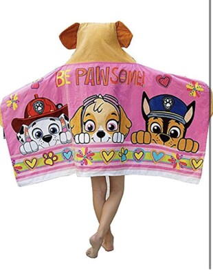 Paw Patrol BE PAWSOME Hooded Dog RETIRED Bath Towel Kids