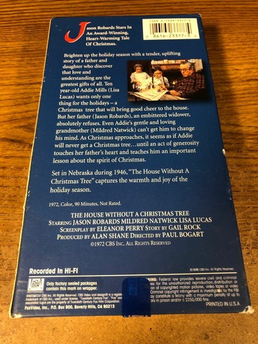 The House Without A Christmas Tree VHS VCR Video Tape Used Jason Robards Drama - 第 2/6 張圖片