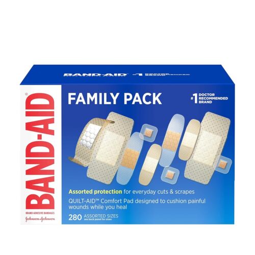 Band-Aid Brand Adhesive Bandages Family Variety Pack, Sheer & Clear Flexible for