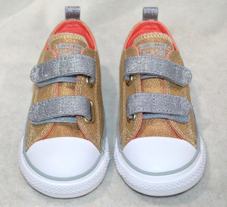 Tenis Converse CT 2V OX oro pálido/plateado para niñas pequeñas - talla 5/10 NWB Foto 3 de 4