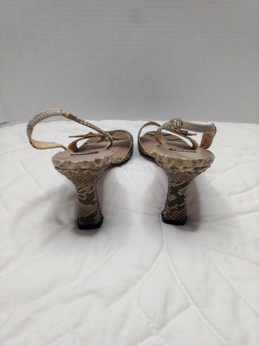 Stuart Weitzman hochhackige Sandalen Größe 9,5 Schlangenhaut Python braun schwarz Fersenriemen - Bild 6 von 8
