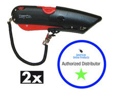 2 each Easy Cut 1000 RED Safety Box Cutter Knife Unit; EasyCut holster Lanyard