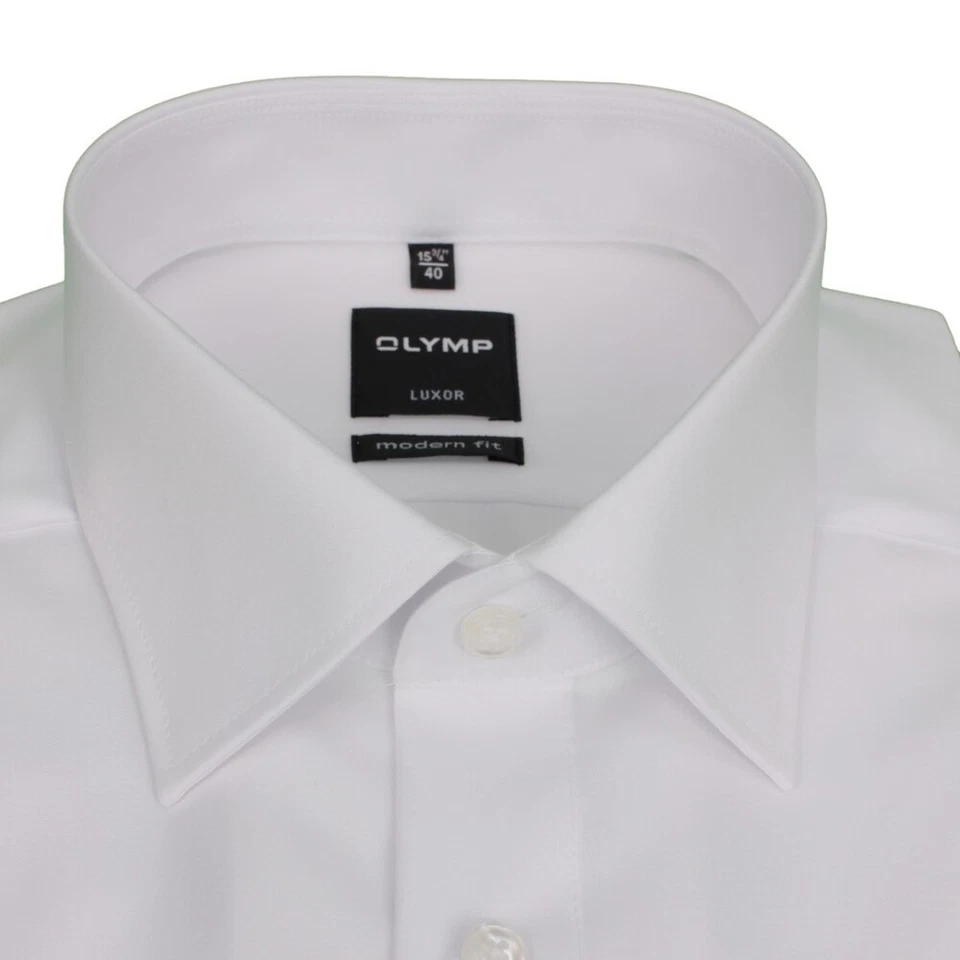 Olymp Camicia Uomo Manica Corta Luxor Modern Fit Bianca Unicolore 030012 00 - Immagine 2 di 2
