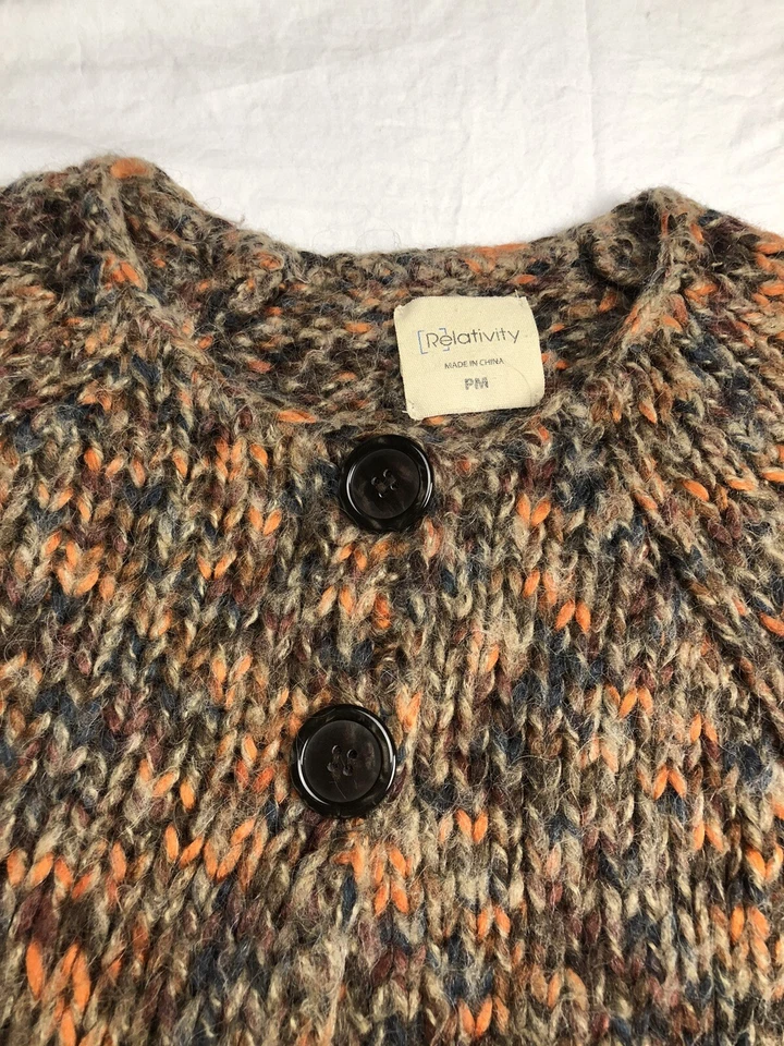 Cárdigan Suéter Relatividad Pequeño Crop Mujer Tejido Botón Talla Mediana Multicolor Foto 3 de 4