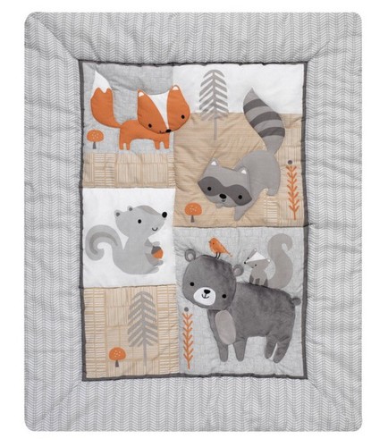 Bedtime Originals Lambs Ivy Acorn 3-Piece Crib Bedding Set - Gray, Animals, - Picture 4 of 5