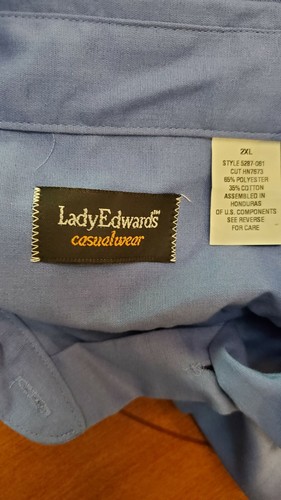 DAMA EDWARDS ropa informal con botones delanteros azul manga larga camisa 2XL Usada en excelente estado - Imagen 6 de 6