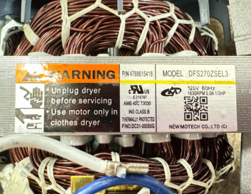 OEM Samsung Dryer Drive Motor DC31-00055G Assembly Model DFS270ZSEL3 New Parts - Picture 4 of 4