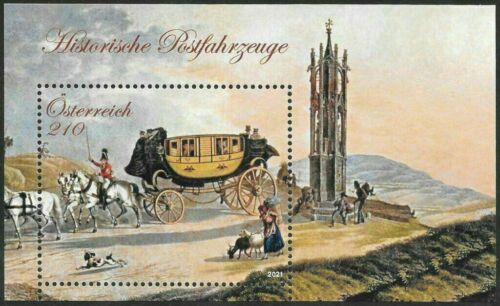 Austria 2021 Historical Postal Transport Horses Coach Carriage Dog Goats m/s MNH
