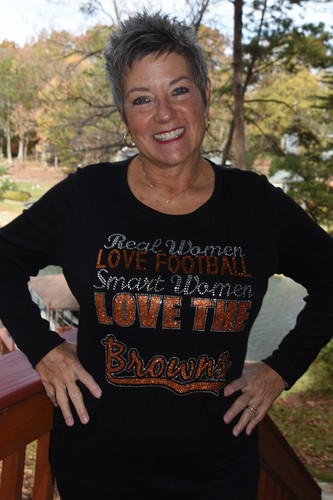 Browns Real Women Love Football Strass Shirt oder Tank XS S M L XL 1X 2X 3X4X5 - Bild 3 von 12