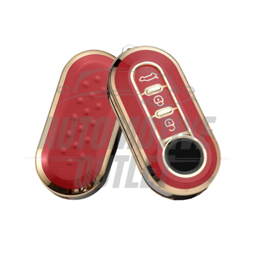 Funda De Llave De 3 Botones Roja Para Fiat 500 Ducato Doblo Punto Panda Bravo - Imagen 4 de 7