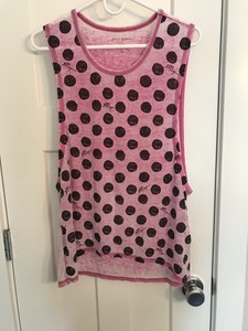 Women-s-Betsey-Johnson-Oversized-Tank-Top-Medium-Pink-Black-Workout-Top