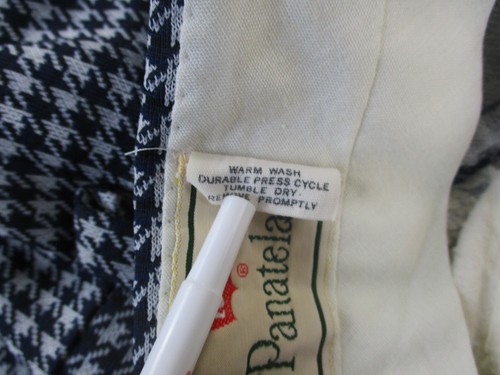 VTG 70s LEVI'S PANATELA Houndstooth Plaid Polyester Bootcut Dress Pants 38x26 - Picture 10 of 15
