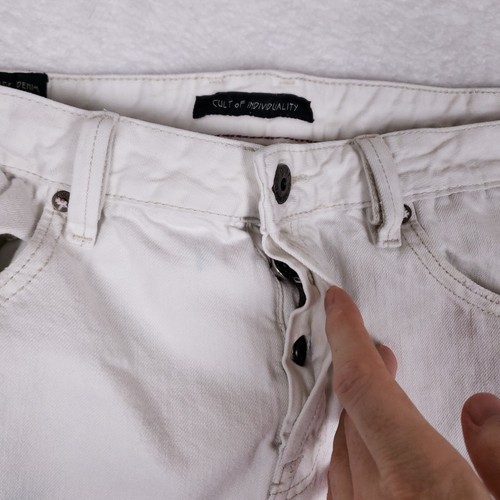 Cult Of Individuality Jeans Greaser Straight Fit 38x34 White Streetwear - Picture 4 of 13