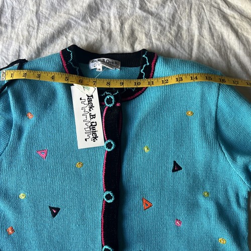 Jack B Quick Geometric Shapes Cardigan Sweater W/ Purse Medium Blue NEW WITH TAG - Picture 11 of 13