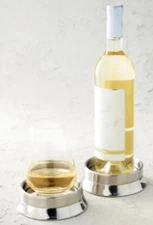 FRONTGATE Super Chill Chilling Coaster Set Of 4 Gold/Silver Stainless Steel