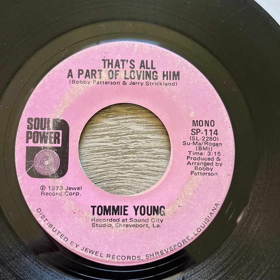 DEEP FUNK / SOUL:  TOMMIE YOUNG - SHE DON'T HAVE TO SEE YOU 45 Soul Power 1973  - Image 2 of 4