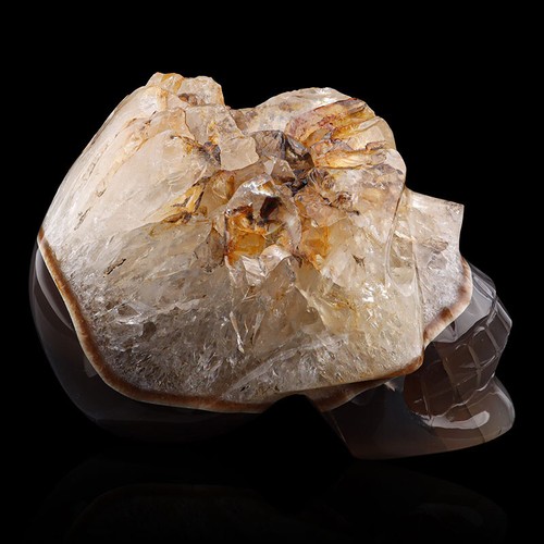 Piedra preciosa de cristal de ágata natural de 5' tallada cráneo racimo esqueleto curación - Imagen 7 de 11