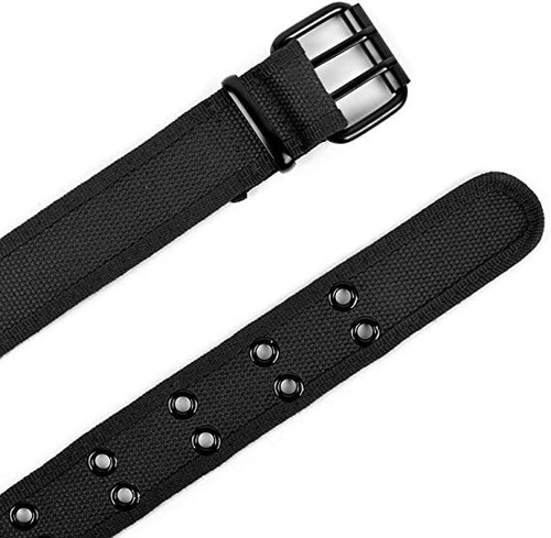 Mens Womens Double Grommet Hole Belts 100% Cotton Canvas Web Casual Buckle Belt - Picture 6 of 23