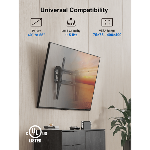 Montaje inclinable ErgoAV para televisores de 40" a 55" con mecanismo de enganche para sujeción segura - Imagen 5 de 8