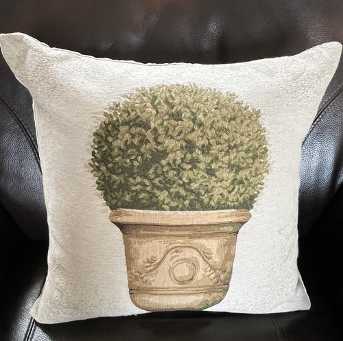Hines 17” X 17” Tapestry Pillow Planter Design Velvet Back Zipper England - Picture 1 of 6