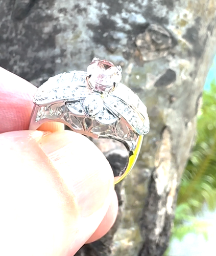 An Extraordinary Unheated 2.12ct Padparadscha Sapphire & Diamond Ring GRS - Video 1 of 1