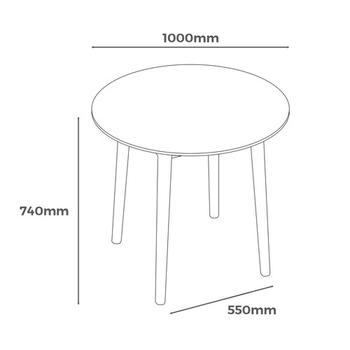 Round Wooden Dining Table 100cm for Home Kitchen Restaurant Cafe Natural/Walnut - Picture 2 of 16