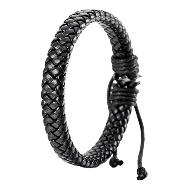 Leather Bracelet Bangle Cuff Rope Black Surfer Wrap Adjustable Men,Women New