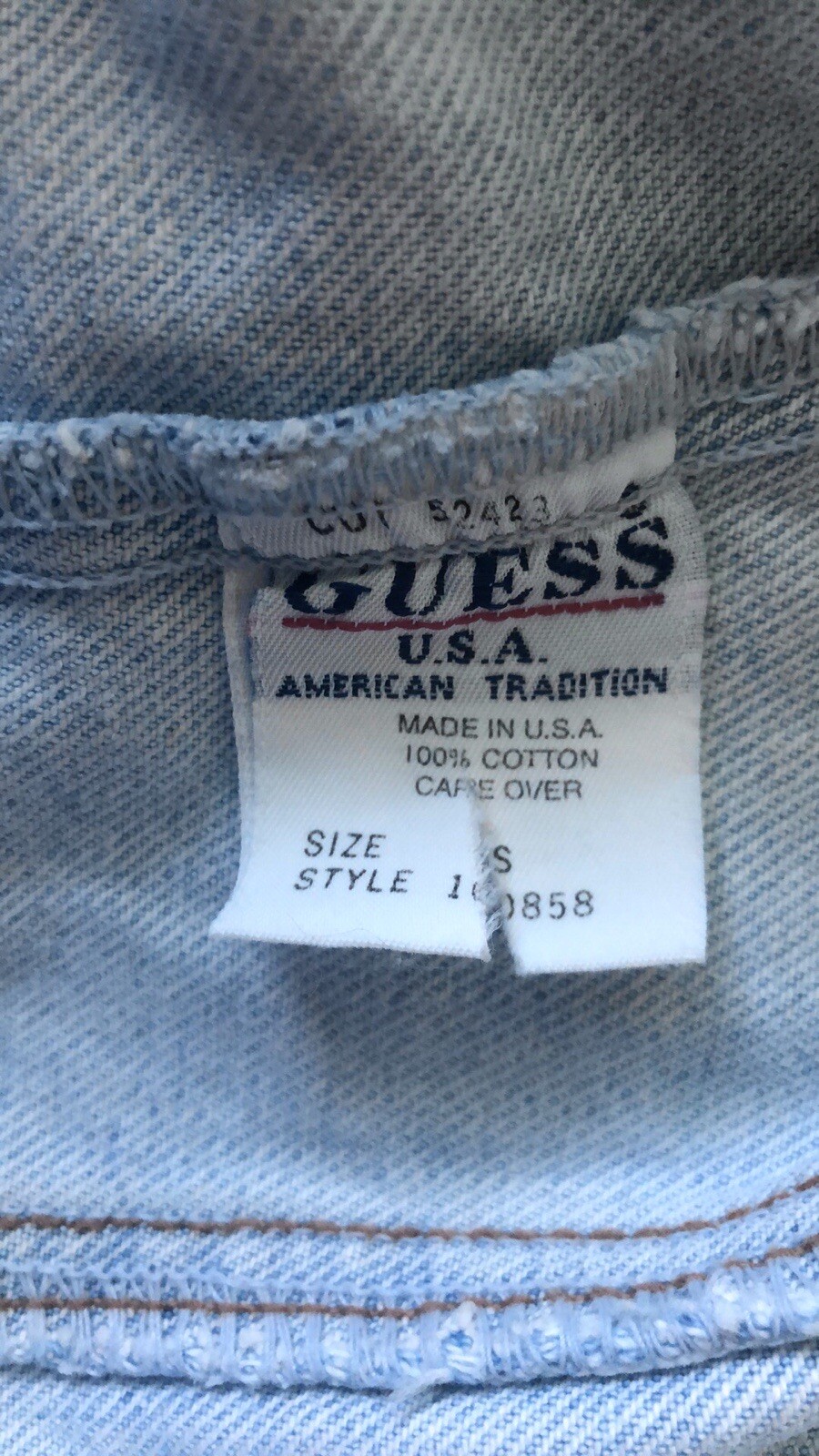 Vintage Guess Jeans Distressed Light Wash Button … - image 7