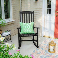 Outdoor Patio Rocking Chair for Garden Balcony Black Soft Porch Rocker Indoor