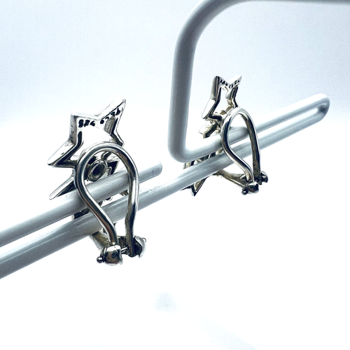 Tiffany & Co. Triple Star Clip On Stud Earrings Auth Sterling Silver 925w/Pouch - Picture 10 of 13