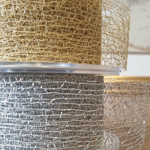 PREMIUM Burlap Web Mesh METALLIC RIBBON 38mm Silver/Gold Lace Glitter Trim 1M - Picture 2 of 5