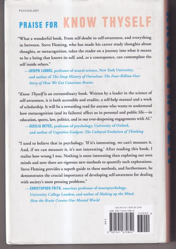 KNOW THYSELF: THE SCIENCE OF SELF-AWARENESS by Stephen M. Fleming (2021 HC){B5} - Picture 2 of 3