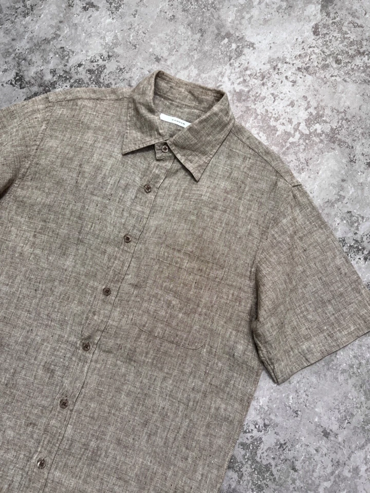 Camisa de manga corta de lino tallado para hombre M Foto 2 de 4