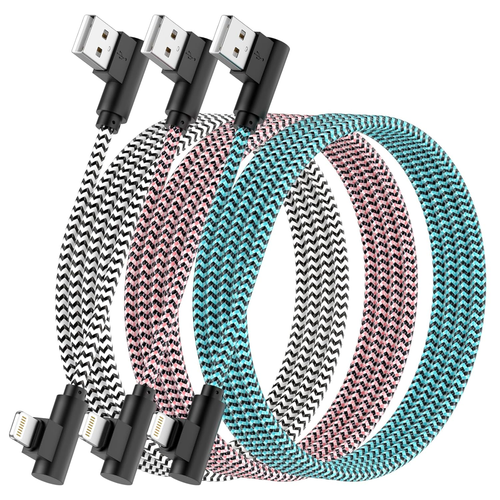 Iphone Charger Cable 2.8M,3Pack[Apple Mfi Certified]Right Angle 90 Degree Fast C