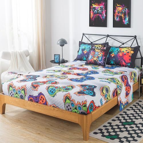 Gamer Comforter for Boys Teens 6 Pieces Gaming Bedding Twin Game Controller - Picture 4 of 6