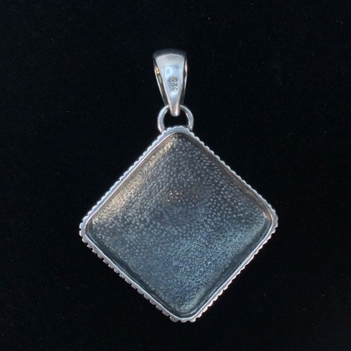 Green Stone Cabochon Sterling Silver 925 Pendant Square 9g Chunky Ethnic Boho - Picture 5 of 10