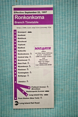 MTA - Long Island Railroad - Ronkonkoma Branch Timetable - Sept 22 MTA - Long Island Railroad - Ronkonkoma Branch Timetable - Sept 22
