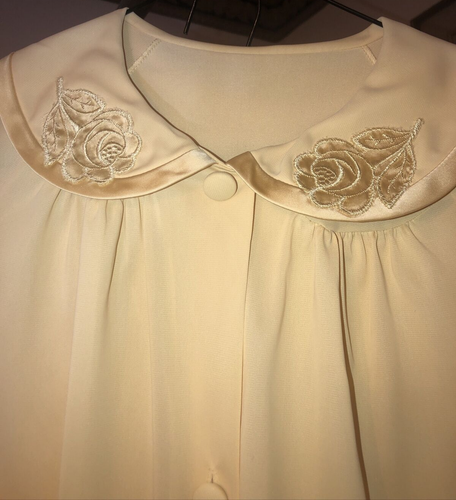 VTG GOSSARD ARTEMIS Butter Yellow 3PC SET Pajamas Size 30 & Petite ROBE (Small) - Picture 2 of 12