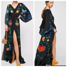 Embroidered Black Maxi Dress